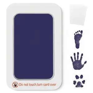Safe Handprints and Footprints –  Doesn’t Touch Skin – Perfect Family Memory or Gift, Blue/Black/Red/ Yellow Print Kit