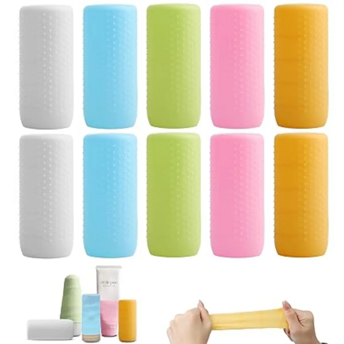 10 PCS Silicone Travel Sleeves for Toiletries, Toiletry Sleeves for Leak Proofing, Leak Proof Sleeves for Travel Bottles, Travel Size Toiletries, Cruise Must Haves for Women Men
