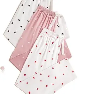 Pijamas for Women - Heart Pattern Nightwear Loungewear Homewear Pajama Set for Comfortable Sleep Elegant Solid