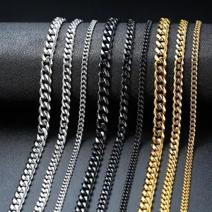 3.5MM-7MM Stainless Steel Cuban Chain Necklace For Men Male Neck Jewelry Accessories Gifts gold necklace