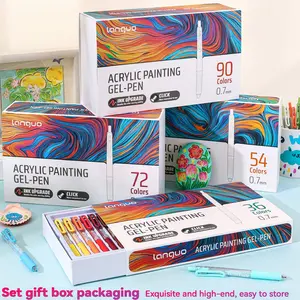 Languo Gel Pen Set, 36/54/72/90 Colors, Fine Writing, Sketch Markers, Drawing Art Supplies, Ideal for Notebooks, Drawing, Marking, Perfect Gift for Students