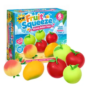 6-Piece Fruit Squishy Toy Set, Sensory Stress Relief Toy Bundle, Creative Fruit Squishy Toys, Anxiety Relief and Stress Release, Fidget Toys for Kids and Adults, Gift Set