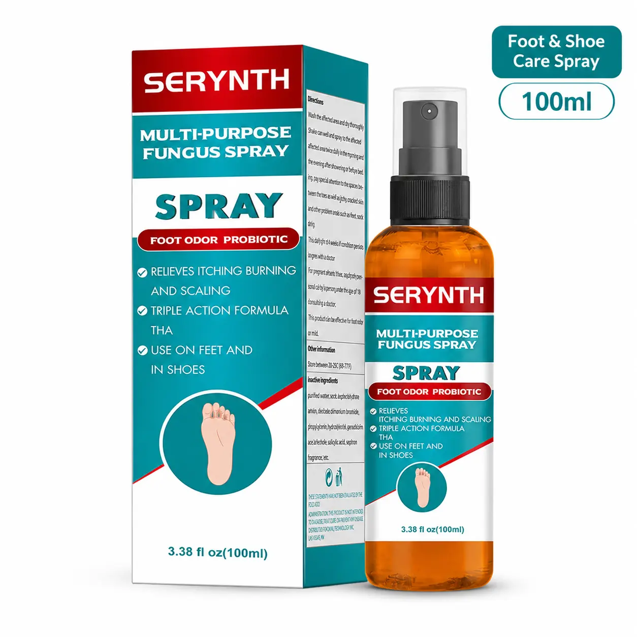 SERYNTH Foot Deodorant Spray effectively controls odor, keeps feet dry, and has antifungal properties Foot Care Aid Foot Odor Eliminator Foot Care Aid