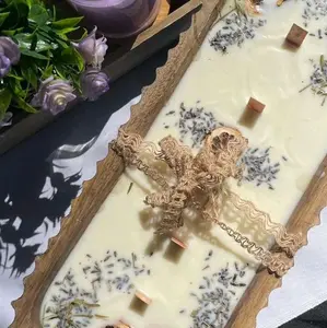 Wooden Design Nest - Eco-Friendly Soy Wax Candle in Wooden Container with Floral Accents, Scented Fragrance, Decorative Elements, 2 Week Window for Orders - Freshener, Ornaments, Woody, Perfume, Flower, Decoration