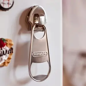 Creative Zipper Beer Opener, Zinc Alloy Metal Magnetic Refrigerator Magnet, Unique Personalized Design, Creative Shape, 1 Piece Kitchenware Bottle Opener