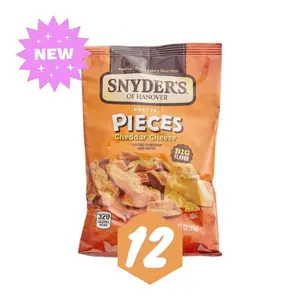 Snyder's of Hanover Cheddar Cheese Pretzel Pieces, 2.25 oz, Pack of 12 – Bold Flavor, Crunchy Snack Crispy  Bite Tangy