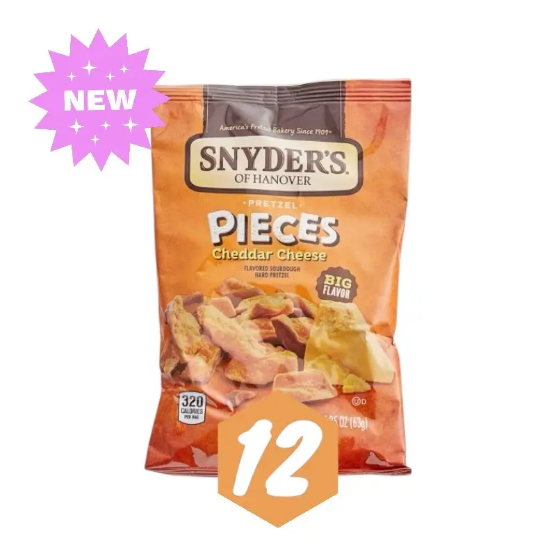 Snyder's of Hanover Cheddar Cheese Pretzel Pieces, 2.25 oz, Pack of 12 – Bold Flavor, Crunchy Snack Crispy  Bite Tangy