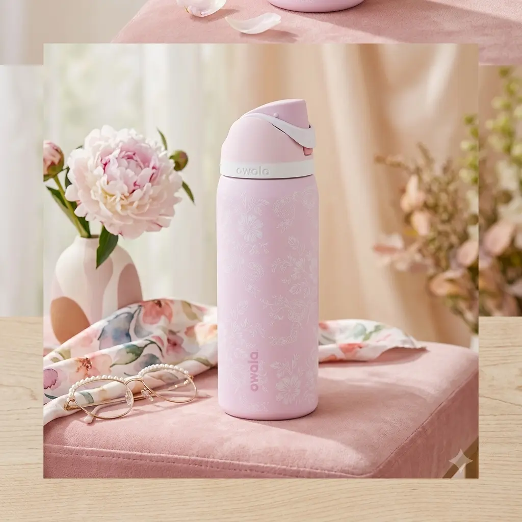 Owala FreeSip 32oz Extreme-Cold Vacuum Flask, Limited Rare Edition Patterned Printed Matte Stainless Steel Sports Gym Bottle