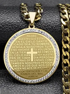Bible Verse Men Women Cross Necklace Stainless Steel Gold Color Christian Lord's Prayer Religious Necklaces