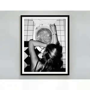 After the Disco Party Black and White Funny Print, Bathroom Wall Art, Bar Poster, Artistic Home Decor for Teen Girls & Women, Girl Room Decor, Room Decor For Women