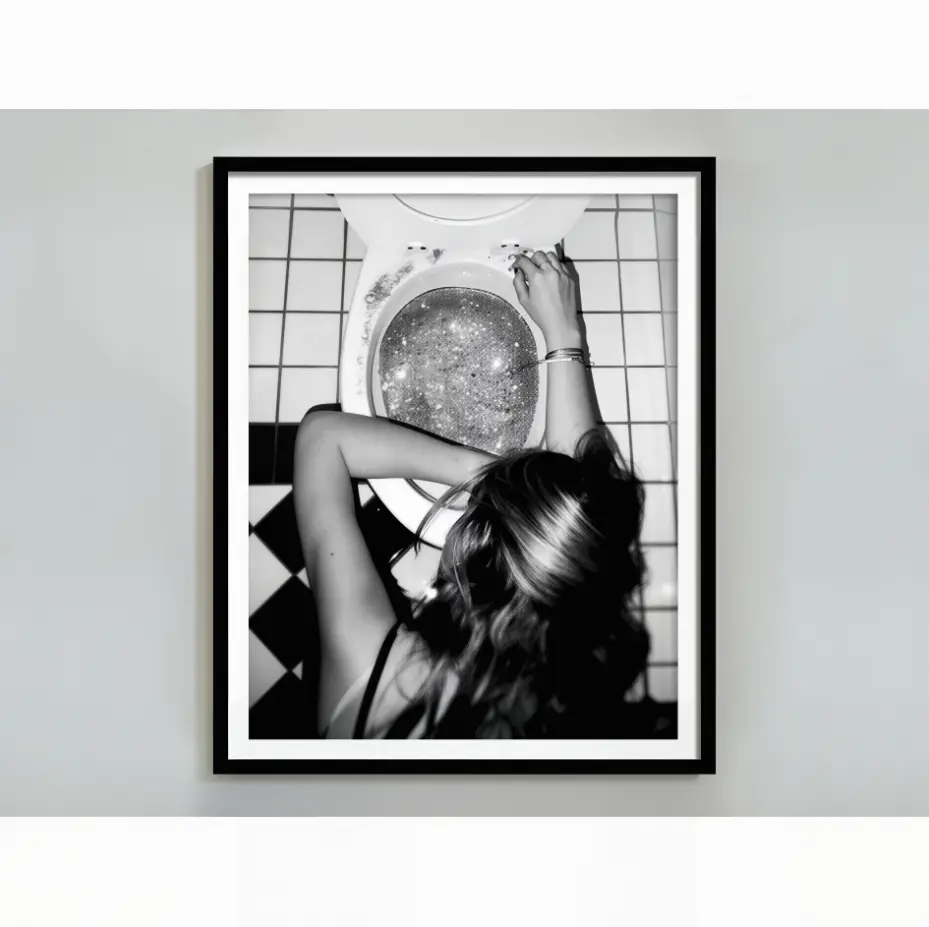 After the Disco Party Black and White Funny Print, Bathroom Wall Art, Bar Poster, Artistic Home Decor for Teen Girls & Women, Girl Room Decor, Room Decor For Women