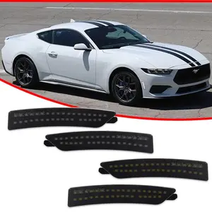 4pcs Brand new and quality Smoke Full White LED Front+Rear Side Marker lamps Light For Ford Mustang 2024 2025