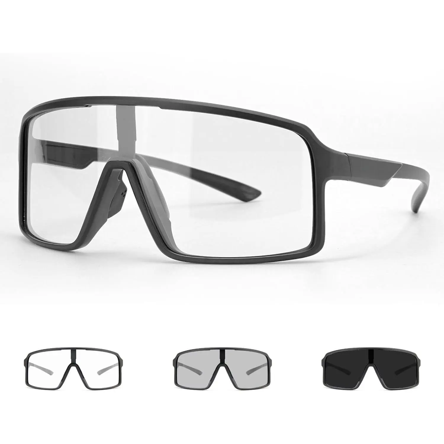 Baby Photochromic Sports Glasses - UV400 Protection, Toddler-Fit, Black Frame, Cycling-Running Usage, Bike Compatible Sports Goggles, Uv400 Shield