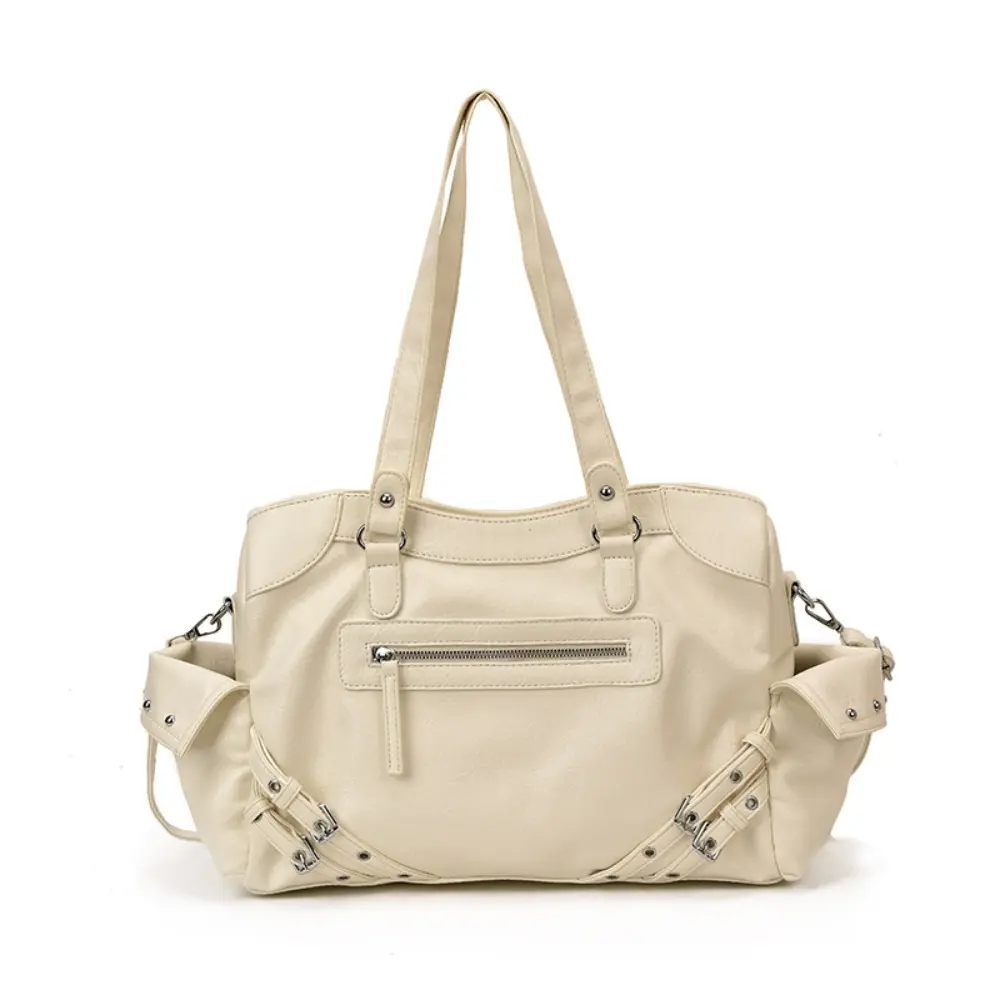 Unique studded biker  for trendy girls, large-capacity handbag for women, suitable for commuting, can be worn as a shoulder or crossbody  tote luxury designer real single-shoulder bag mexican