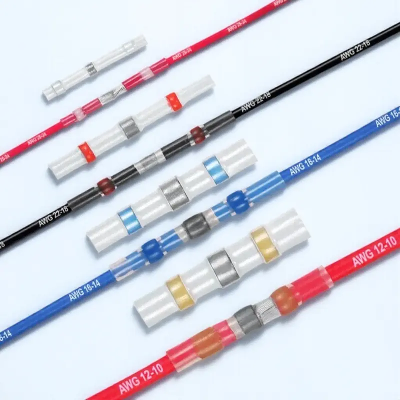 Heat Shrink Wire Connectors Kit, 50 PCS Waterproof Insulated Terminals, Waterproof Protective Connectors, Electrical Crimping Connectors for Automotive Home DIY Cable Repair