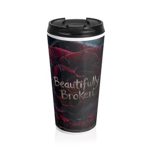 Beautifully Broken Rose Travel Mug | Dark Floral Stainless Steel Tumbler - Original Graphic Art created by seller
