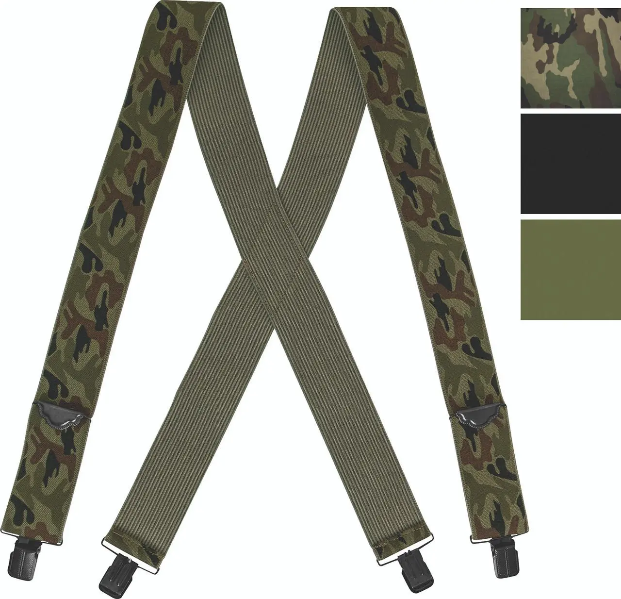 Heavy Duty Military 2" Thick Suspenders - Adjustable Elastic Pant Suspenders with Metal Alligator Clips, 1-Size-Fits-Most, Strong and Durable, Stretch and Flexibility for BDUs, Tactical Pants, Outdoor Work, One-Size-Fits-Most