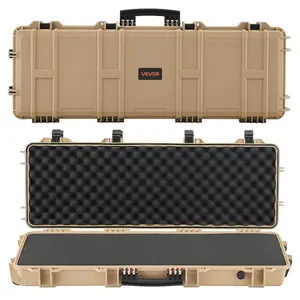 summervibes 40-in Lockable Hard Case, IP67 Waterproof Dustproof Gun Storage with Pre-cut Foams, Wheels, Large Size Movable Compartment for Shotguns, Airsoft Guns, Khaki