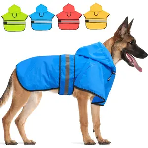 Hooded Poncho Dog Raincoat - Adjustable Waterproof Lightweight Reflective Dog Rain Jacket Pet Slicker for Small Medium Large Dogs (X-Large, Sky Blue)