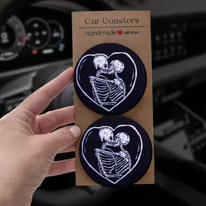 Express Love Car Coasters Set, High-Quality Anti-Slip, 1 Pair Internal Protection Decor, Birthday Gift, Valentine's Day Gift