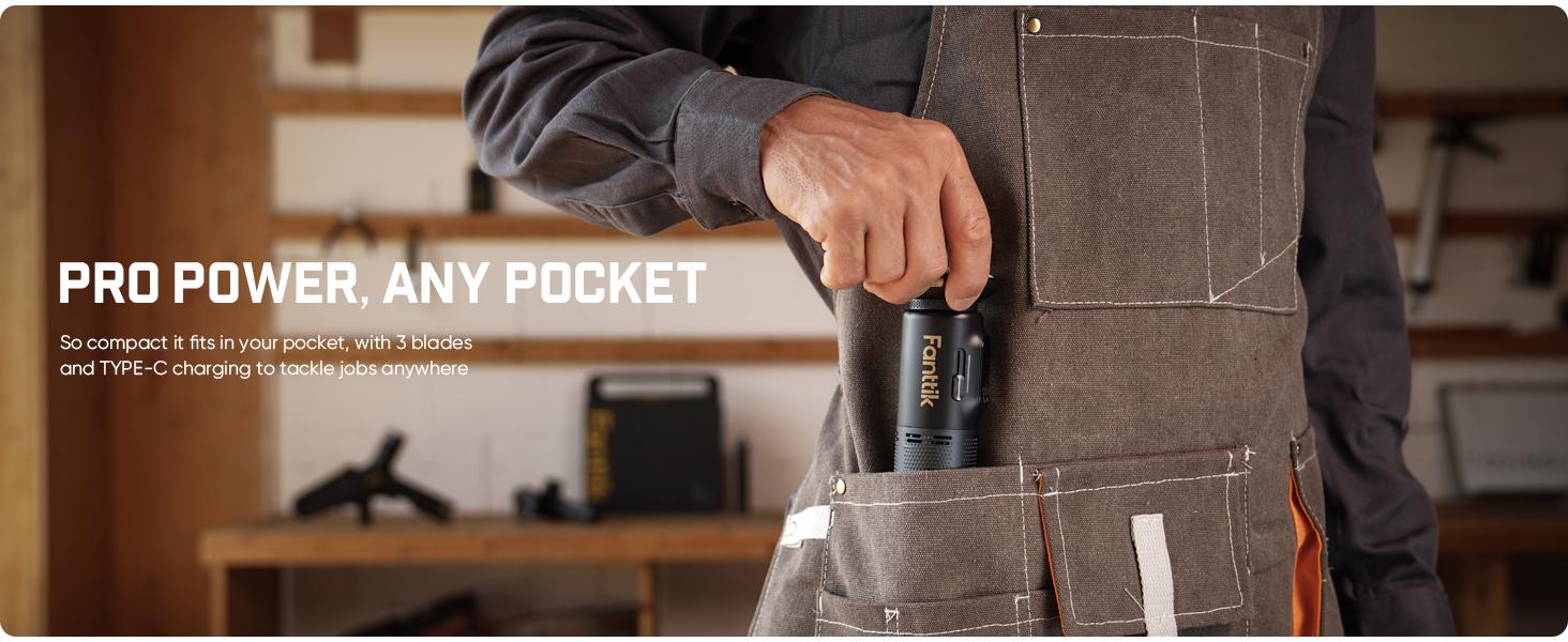 Fanttik R11 Pro Brushless Cordless Mini Reciprocating Saw, 0–2200 SPM Variable Speed, Type-C Fast Charging, Tool-Free Blade Change, 5-Blade Kit for Wood, Metal & PVC