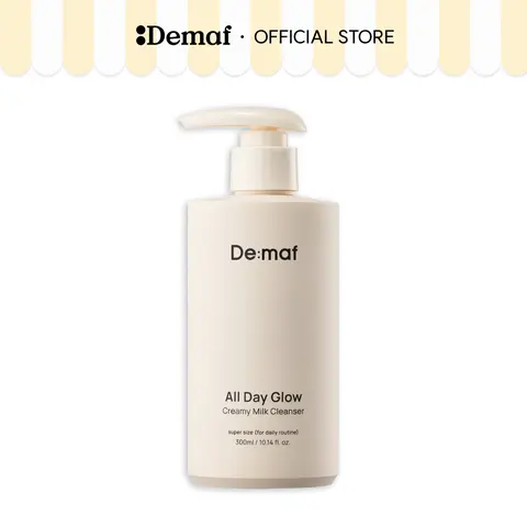 [De:maf Official] All Day Glow Creamy Milk Cleanser 10.14 fl. oz. (300ml) | Gentle Impurity Removal | Deep Hydration | Barrier Strengthening