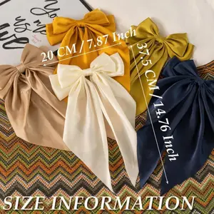 5-pcs satin bow hair clip - elegant wedding and dance hair accessory, suitable for women, suitable for both thick and fine hair