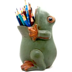 Gift Ceramic Frog-Shaped Flower Pot for Bonsai Flowers Succulents Candy Dish Pencil Holder Decorative Multi-Functional Frog Gift