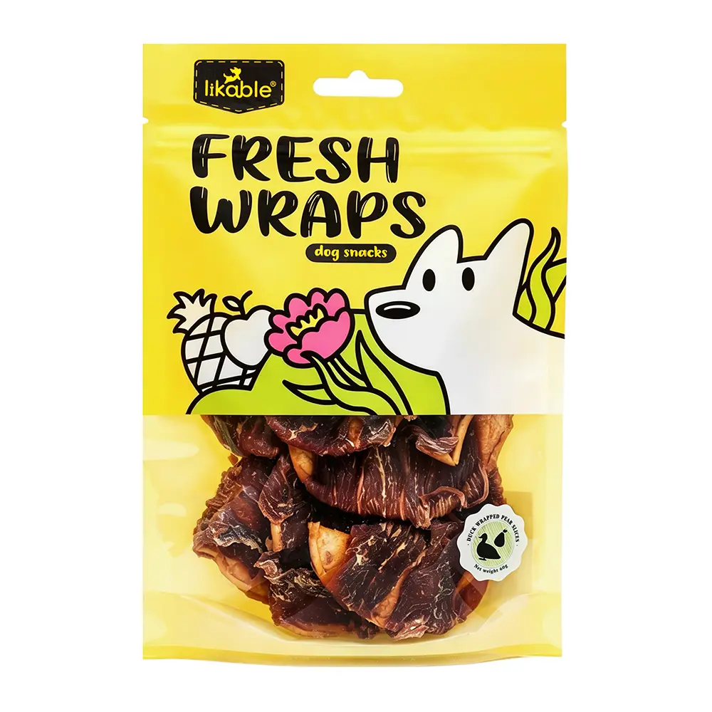 #LB-001 Likable Duck Wrapped Pear Slices, Chewy Duck & Pear Dog Treats, Tasty Training & Reward Snacks for All Dogs, 60g