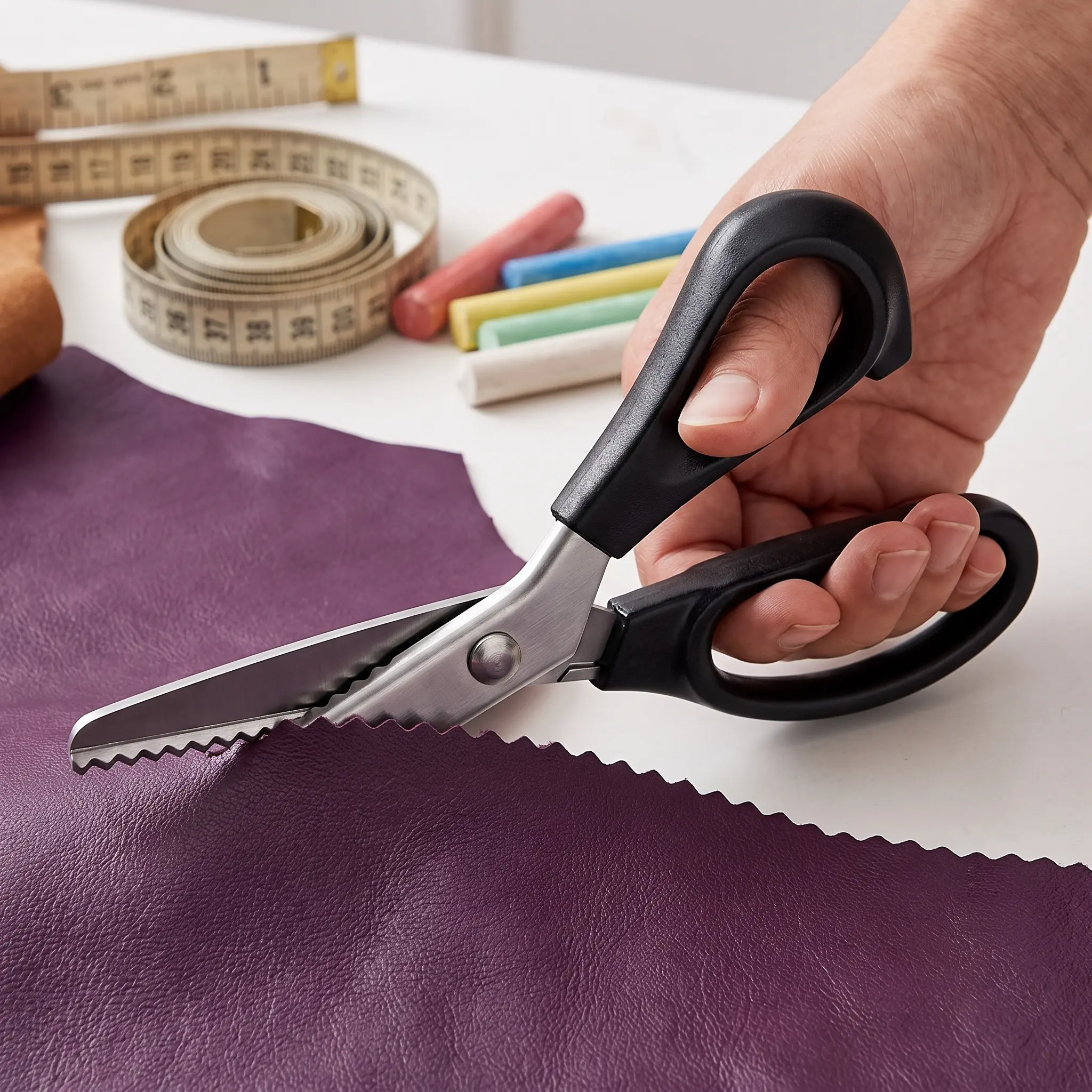 Pinking Shears, Serrated Fabric Scissors, Zig Zag Cut Craft Scissors for Cloth, Leather and Sewing Projects