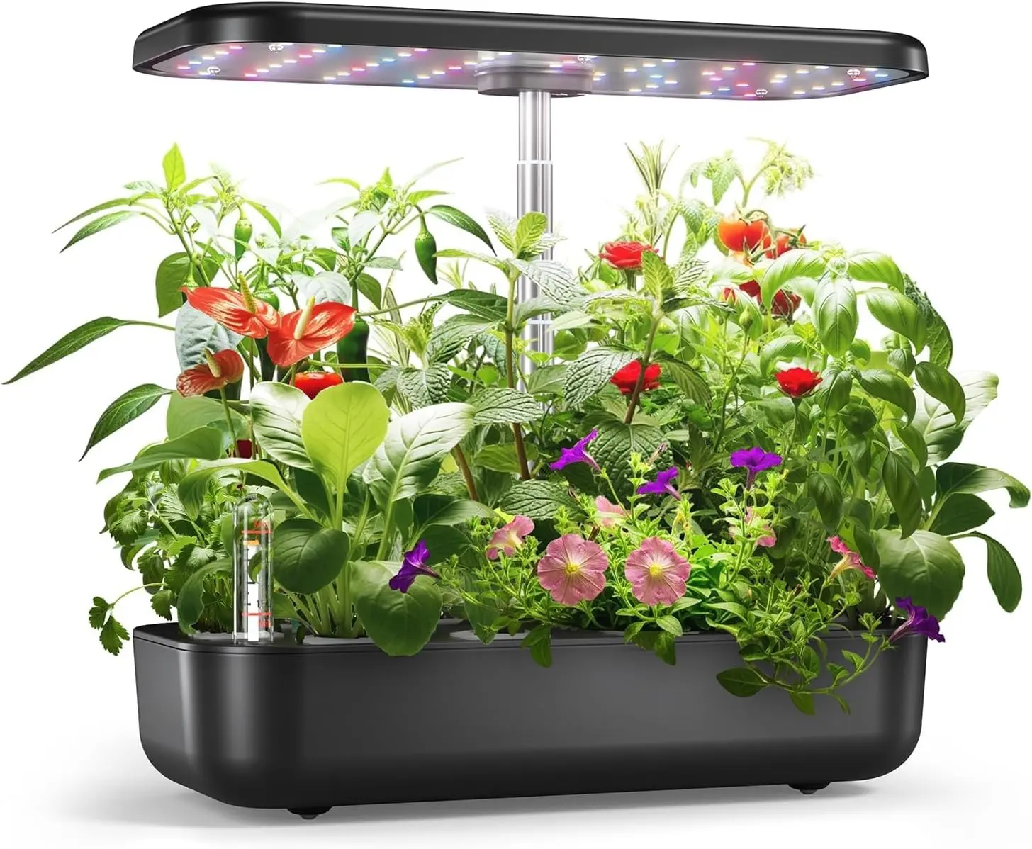 Hydroponics Growing System Kit, 12 Pods Indoor Herb Garden with 24W LED Grow Light Full Spectrum, Planting Height Up to 20", Quiet Water Pump, Indoor Gardening for Gifts, Kitchen, Black