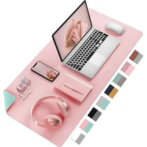 Aothia Double-Sided Desk Pad, Large Mouse Pad, Office Desk Mat, Non-Slip PU Leather Desk Blotter, Laptop Desk Pad, Waterproof Desk Writing Pad for Office and Home(Pink, 23.6" X 13.7") Aothia