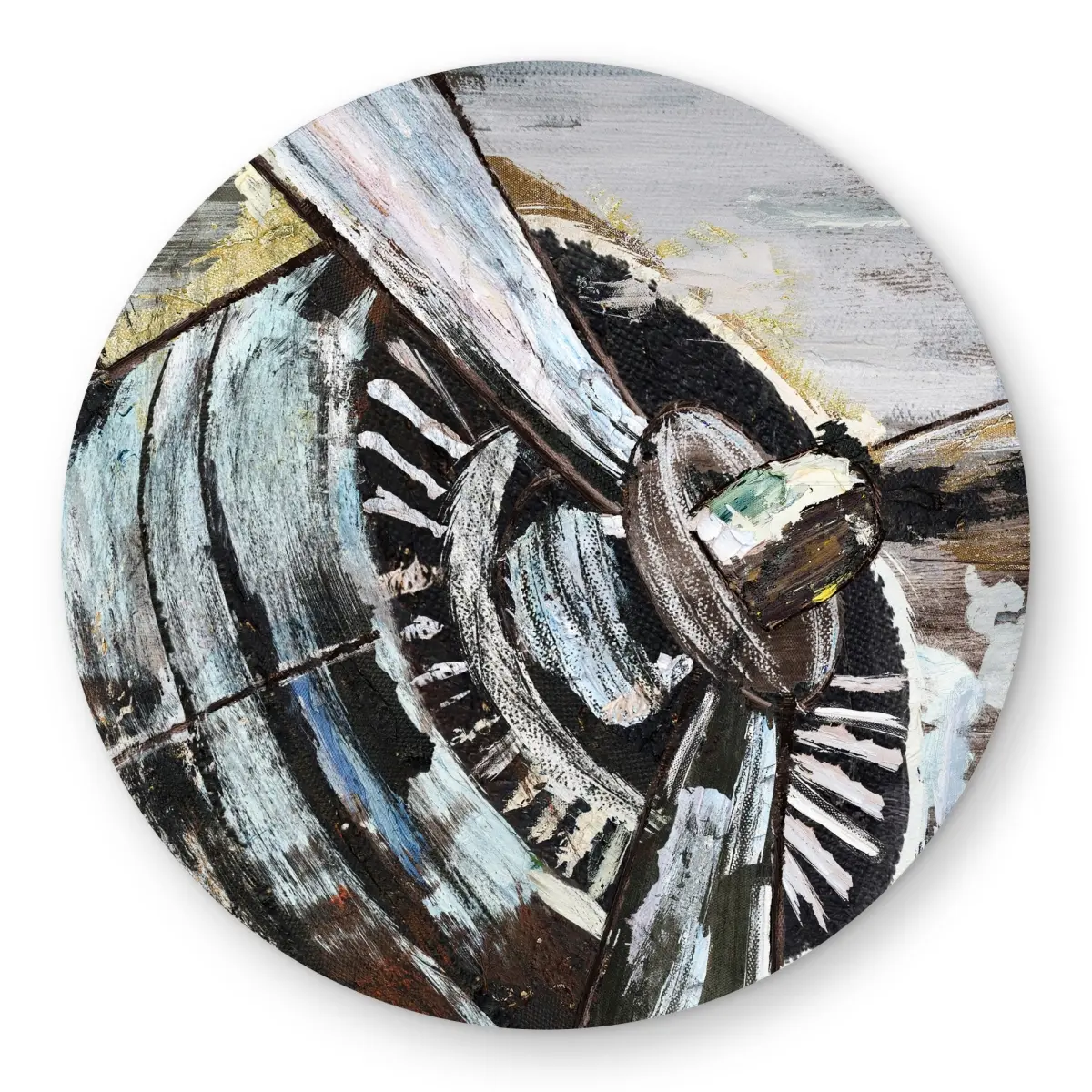360 stand Round Airplane Propeller Modern Area Rug - 5x5 ft Polyester Weatherproof Patio Rug, Aviation Theme Outdoor Carpet for Living Room Decor, Polyester Rug, Patio Rug Outdoor