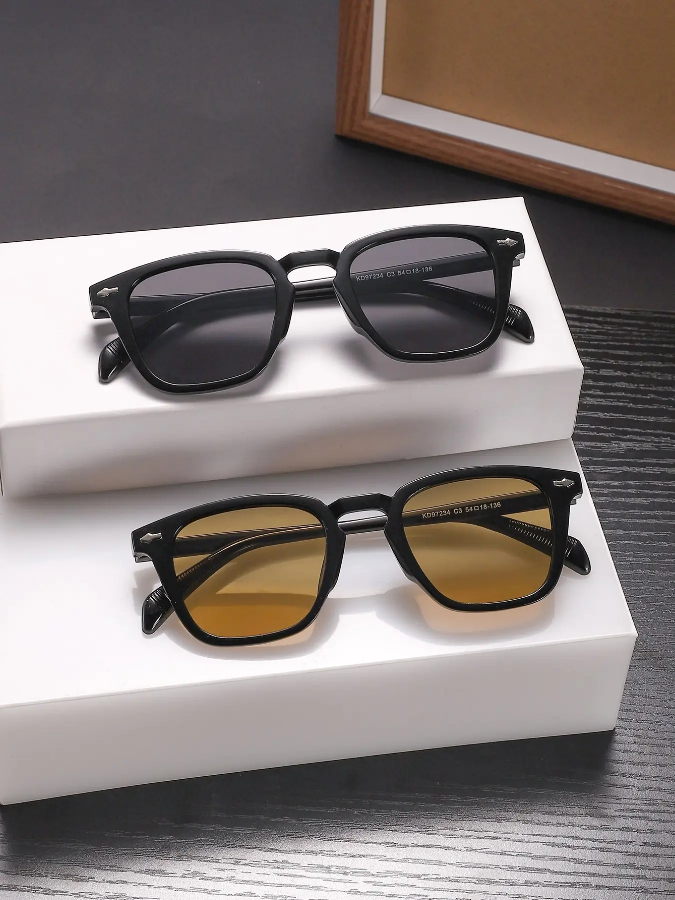 2pcs High-Quality Men's Retro Rectangle Sunglasses, Classic Vintage Rectangle Shades, Stylish Casual Uv100 Protective Eyewear for All Seasons, Perfect for Outdoor Activities