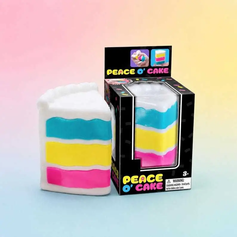 Peace O' Cake Stress Relief Squishy Cube Anti-Anxiety Squeeze Object For Focus ADHD Population