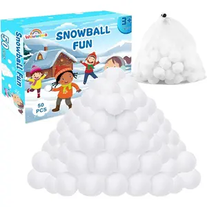 50 Pcs Fake Snowballs Fight Set: Soft Artificial Snow Balls with Drawstring Bag for Kids and Adults, Indoor Outdoor Snow Toys, Christmas Games, Party Favors, Winter Wonderland Decor Gifts