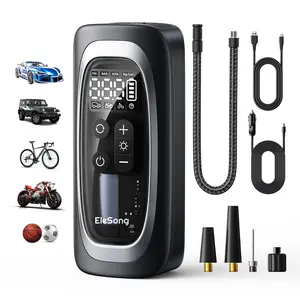 EleSong Tire Inflator Portable Air Compressor, 150PSI Cordless Air Pump with Preset Tire Pressure, Auto Shutoff, LED for Car, Bike, Motorcycles, Ball Portable Emergency Portable Power