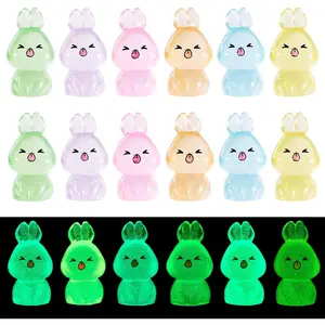 Household daily necessities Craftdady 24 pcs Mini Resin Luminous Bunnies Tiny Glow in Dark Rabbit Figures Colorful Bunny Miniature Figurines for Easter Egg Fillers Fairy Garden Miniature Moss Landscape Decoration