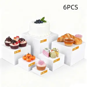 6pcs Acrylic Cube Display Stacking Set, Square Stackable Multi-Functional Storage Box, Hollow Bottom Design, Jewelry Dessert Showcase Rack