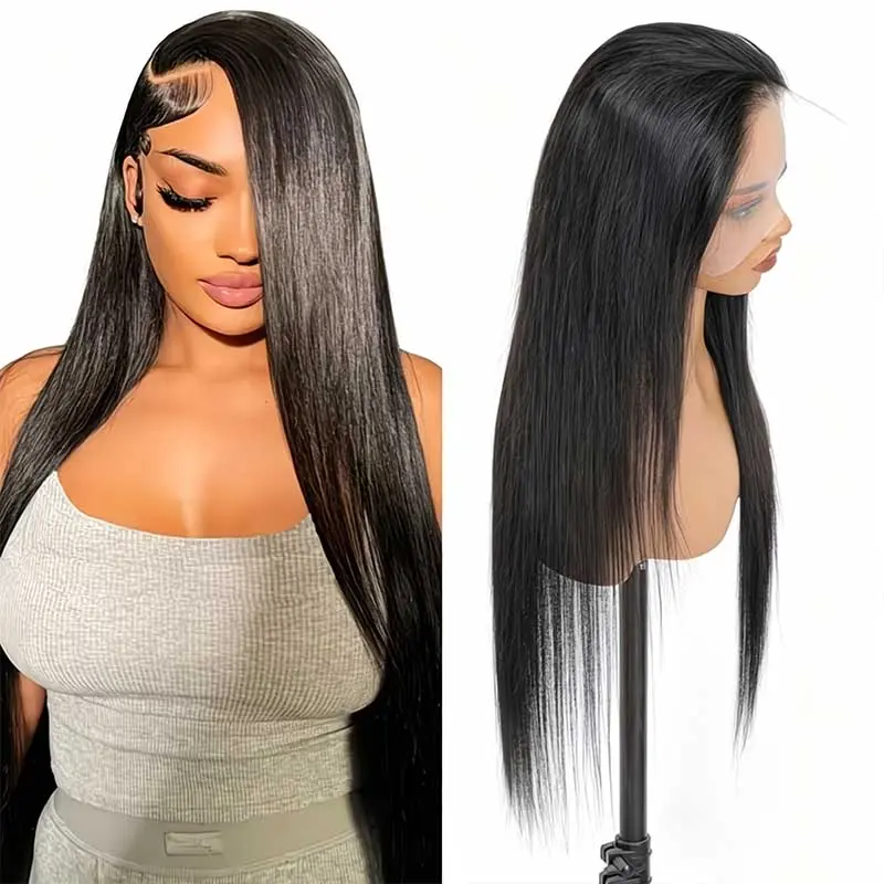 Straight HD 13x4 Lace Front Natural Hair Wig Pre Plucked for Women Glueless Wigs Natural Hair 6A Black Color Frontal Wigs
