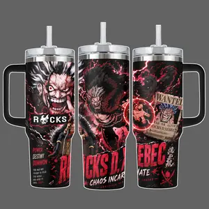 Rocks D. Xebec Stainless Steel Insulated Tumbler Cup, 20oz/40oz with Straw Lid Included, Full Wrap Pirate Legend OPiece Design