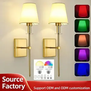 Retro 55cm rechargeable wall light with 2000mAh RGB rechargeable bulb, suitable for Home Decoration Lamp, bedside lamps, ambient wall lights, corridors, and entrances (2pcs)