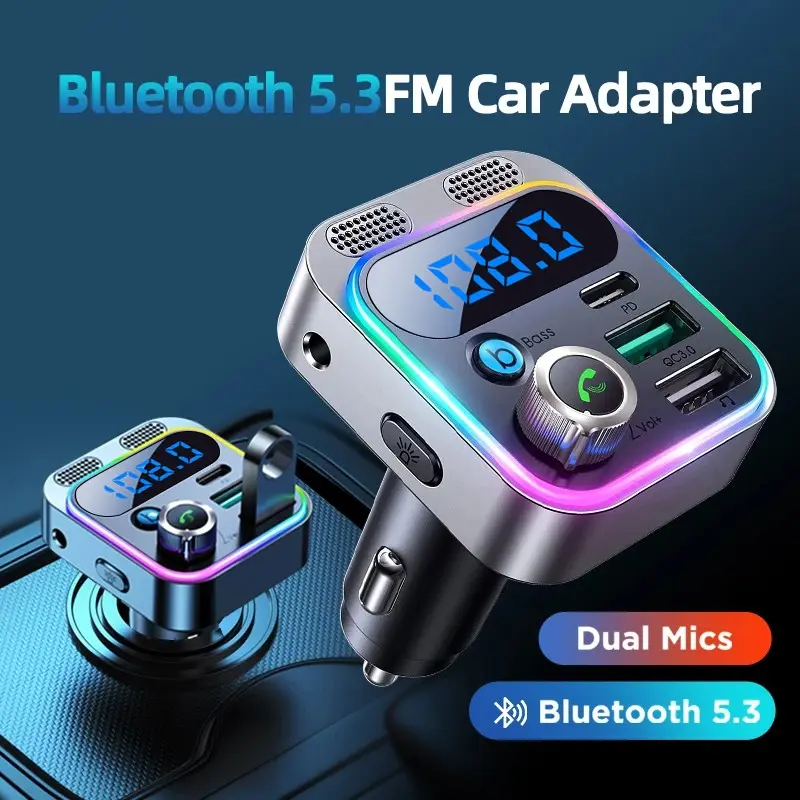 This multi-functional car charger (with Type-C and dual USB ports)  integrates an MP3 music
