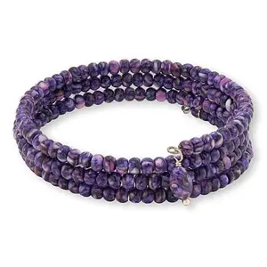 Mine Finds by Jay King Sterling Silver Purple Spiny Shell Bead Coil Bracelet