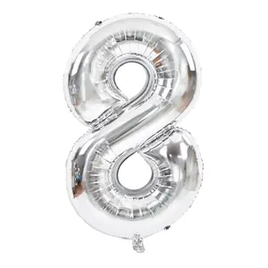 34 In. Silver Number 8 Balloon