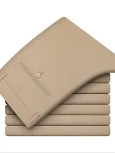 Men's Solid Color Suit Pants, Regular Fit Casual Comfy Trousers for Work Office Business, Men's Suit Pants for All Seasons, Menswear