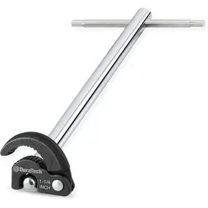 DURATECH 11" Basin Wrench, Sink Wrench, Adjustable Tap Nut Spanner Basin Spanner, Capacity of 3/8" to 1-1/4" for Fixing Back and Union Nuts Under Sink