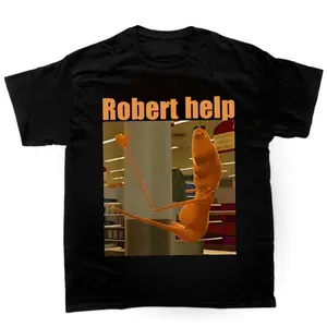 100% Cotton Unisex Marcus The Worm Robertt Help Meme Shirt Funny Trendy Meme Streetwear Fabric T-Shirt Top Womenswear