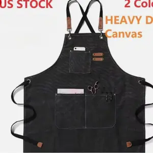 HEAVY DUTY Canvas Kitchen Chef Cooking Apron Cross-Back Adjustable Bib Work BBQ