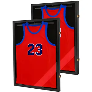 2pcs Wooden Framed Acrylic Jersey Display Cases with UV Protection - Modern Shadow Boxes for Football & Basketball Jerseys, Includes Hangers & Hooks, Sports Memorabilia Storage, Christmas Home Decor, Christmas Decor